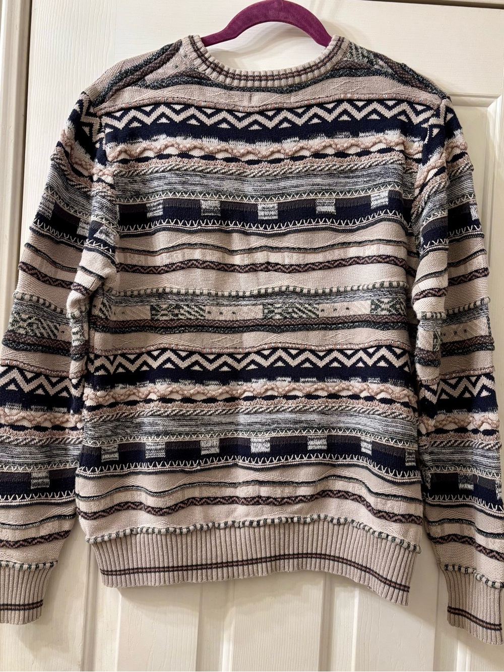 Cotton On Patterned Crewneck Sweater in Beige and Black Medium EUC